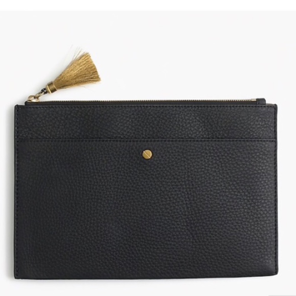 J. Crew • Signet Leather Large Pouch • NWT